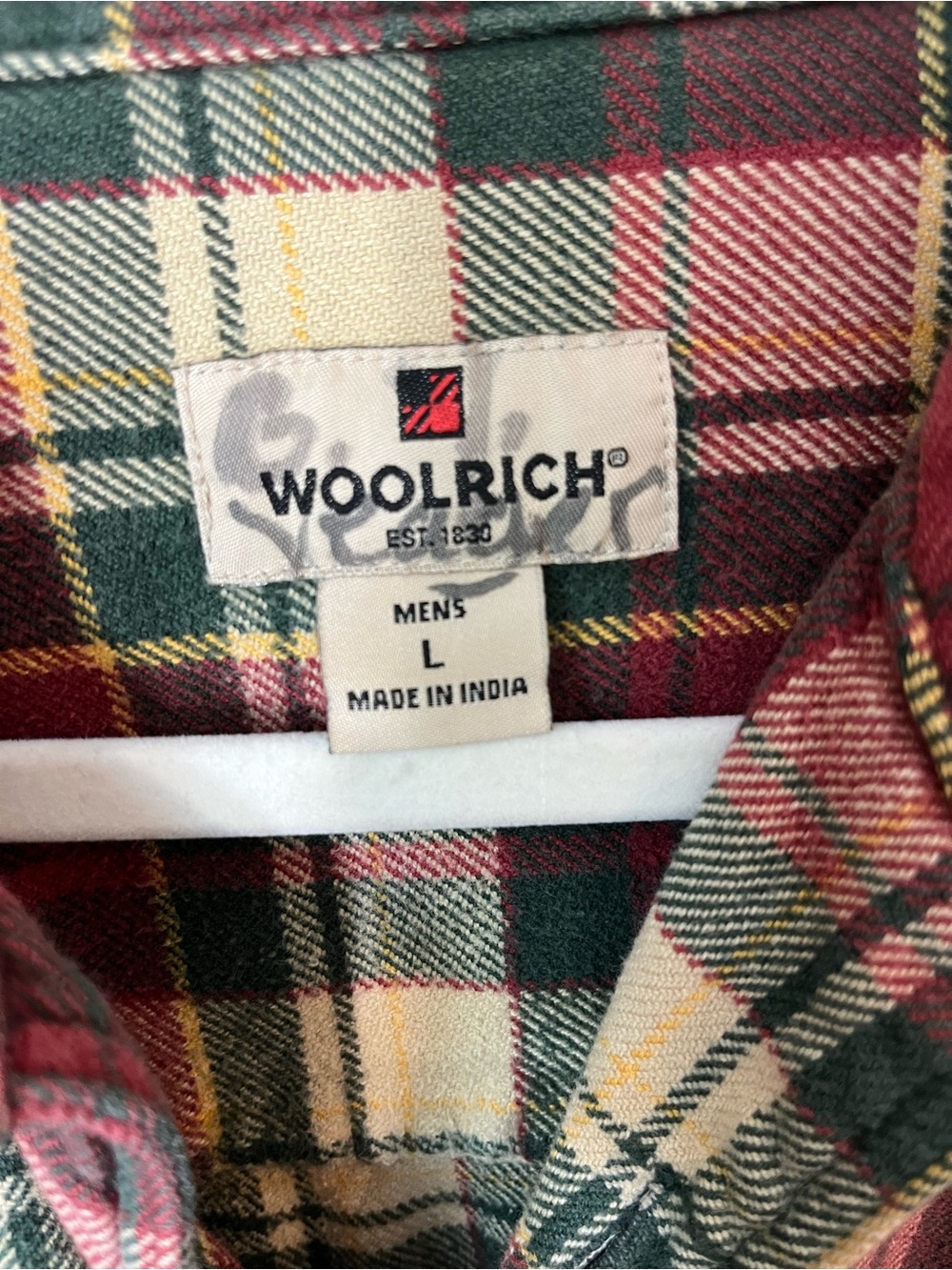 Woolrich 6265 Men’s L Red Green Plaid Flannel Shirt 100% Cotton Outdoor Hiking - Picture 10 of 10
